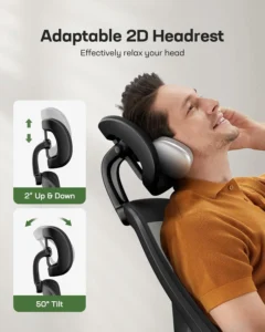 2D adjustable headrest of the Marsail chair...