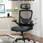 Marsail ergonomic mesh office chair with detailed dimensions and 300 lbs weight capacity.