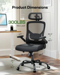 Marsail office chair with detailed dimensions.