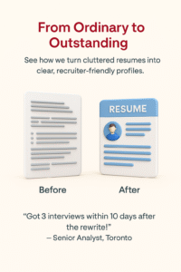 Before and after 3D resume comparison showing a cluttered document vs. a clean, modern resume.
