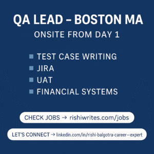 QA Lead Job Opening – Boston MA (Onsite)
