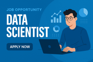 Data Scientist job opportunity graphic with Apply Now button
