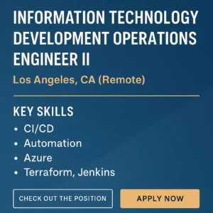 Remote IT DevOps Engineer II Contract Role in Los Angeles CA