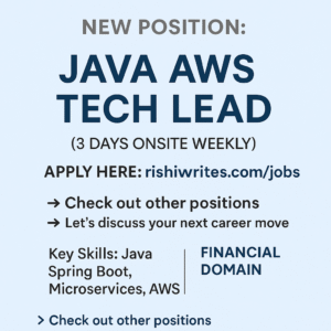 Java AWS Tech Lead hybrid job in Irvine, CA. Requires Spring Boot, AWS, Microservices, and 14+ years experience. Apply via RishiWrites.com.