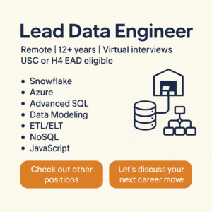 Lead Data Engineer remote Snowflake Azure advanced SQL data modeling ETL