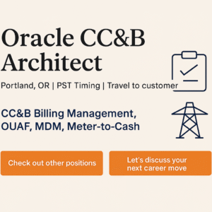 Oracle CCB Architect job Portland OR CC&B Billing Management OUAF MDM PST timing