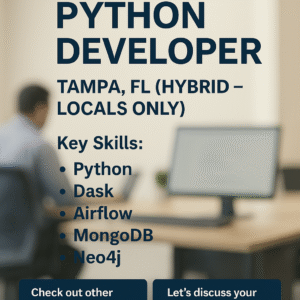 Python Developer job in Tampa FL – Work with Dask, Airflow, and MongoDB