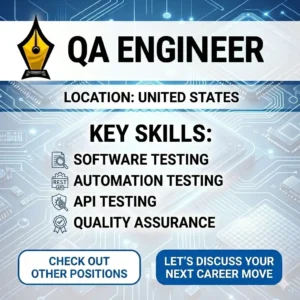 QA Engineer job opportunity focused on software testing automation and quality assurance skills.