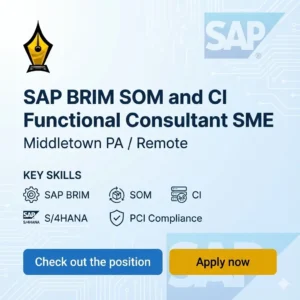 SAP BRIM SOM CI Functional Consultant SME job opening in Middletown PA hybrid remote role