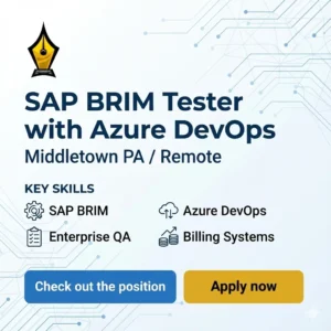 SAP BRIM Tester with Azure DevOps job opening in Middletown PA remote hybrid role