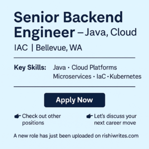Graphic for Senior Backend Engineer job in Bellevue, WA with Java and cloud focus