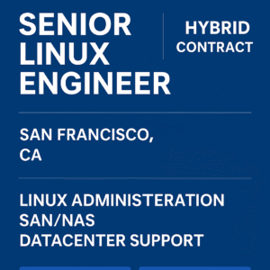 Senior Linux Engineer job opening in San Francisco hybrid mode